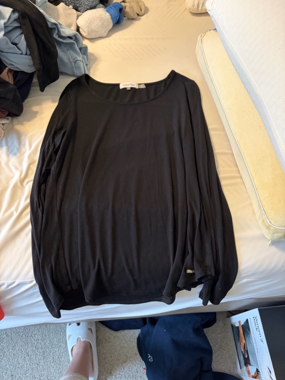 Calvin Klein Black Long Sleeve Scoop Neck Top